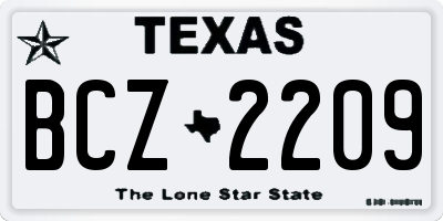 TX license plate BCZ2209