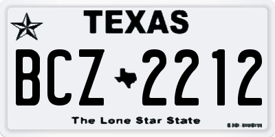 TX license plate BCZ2212