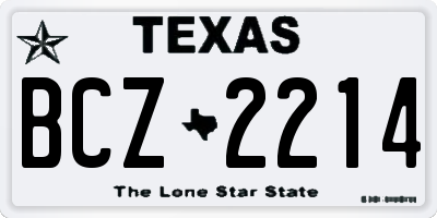 TX license plate BCZ2214