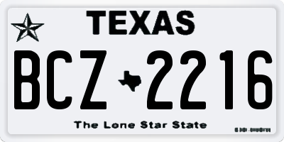 TX license plate BCZ2216