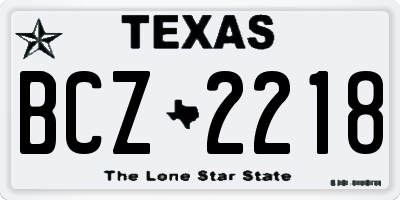 TX license plate BCZ2218