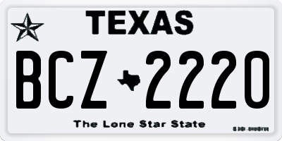 TX license plate BCZ2220
