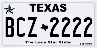 TX license plate BCZ2222