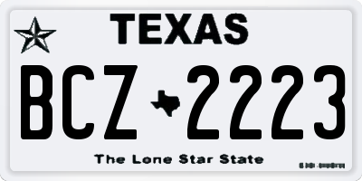 TX license plate BCZ2223