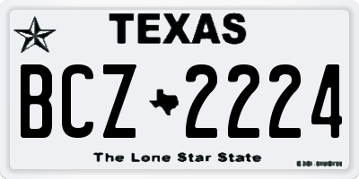 TX license plate BCZ2224