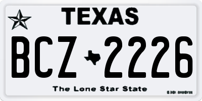 TX license plate BCZ2226