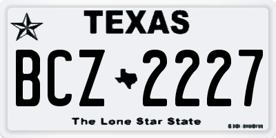 TX license plate BCZ2227
