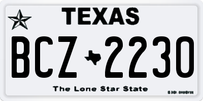 TX license plate BCZ2230