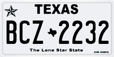 TX license plate BCZ2232