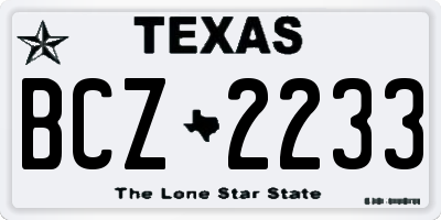 TX license plate BCZ2233