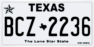 TX license plate BCZ2236