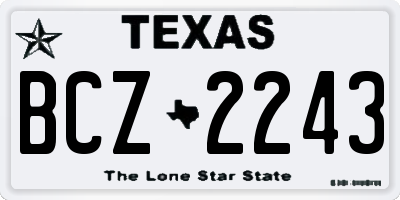 TX license plate BCZ2243