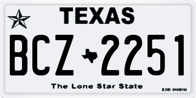 TX license plate BCZ2251