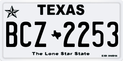 TX license plate BCZ2253