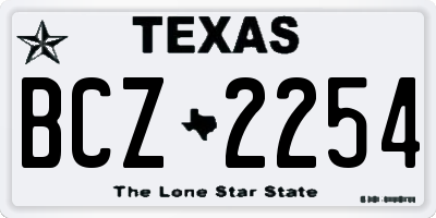 TX license plate BCZ2254