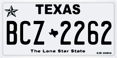 TX license plate BCZ2262