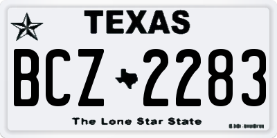 TX license plate BCZ2283