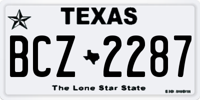 TX license plate BCZ2287
