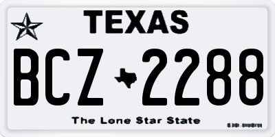 TX license plate BCZ2288