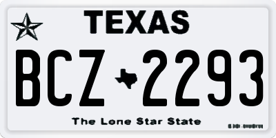 TX license plate BCZ2293