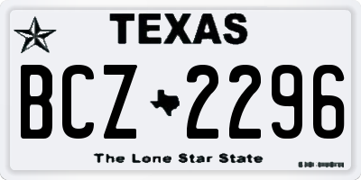 TX license plate BCZ2296