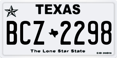 TX license plate BCZ2298