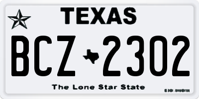 TX license plate BCZ2302