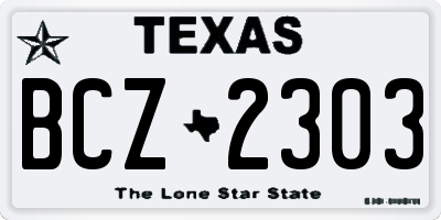 TX license plate BCZ2303