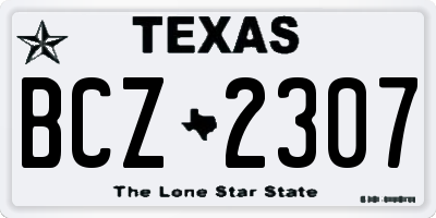 TX license plate BCZ2307