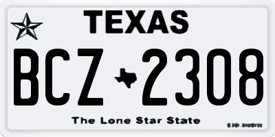 TX license plate BCZ2308