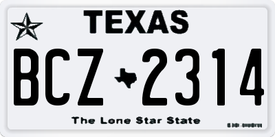 TX license plate BCZ2314