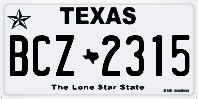 TX license plate BCZ2315