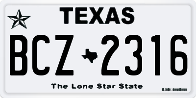 TX license plate BCZ2316
