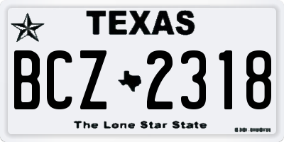 TX license plate BCZ2318