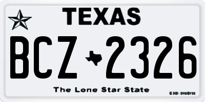 TX license plate BCZ2326