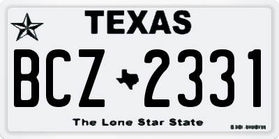 TX license plate BCZ2331