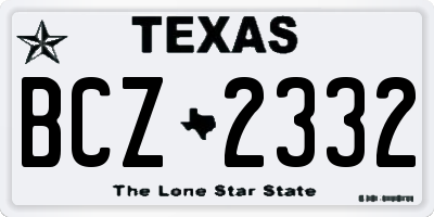TX license plate BCZ2332