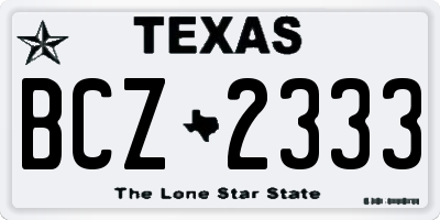 TX license plate BCZ2333