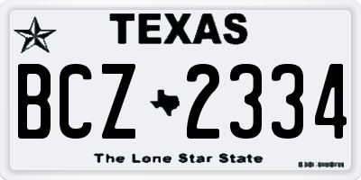 TX license plate BCZ2334