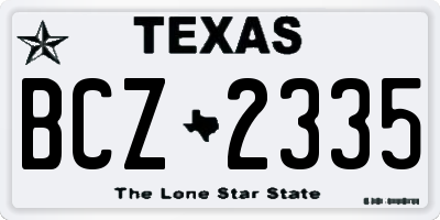 TX license plate BCZ2335