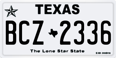 TX license plate BCZ2336