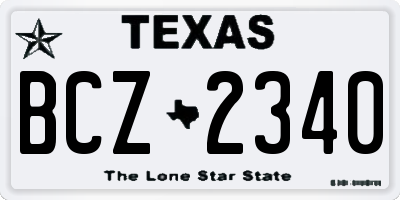 TX license plate BCZ2340