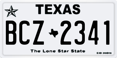 TX license plate BCZ2341