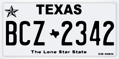 TX license plate BCZ2342