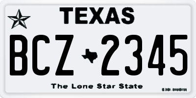 TX license plate BCZ2345