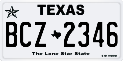 TX license plate BCZ2346