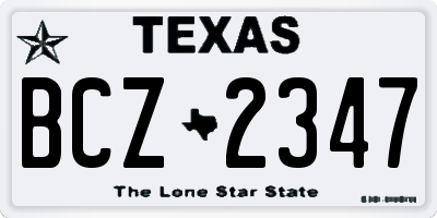 TX license plate BCZ2347