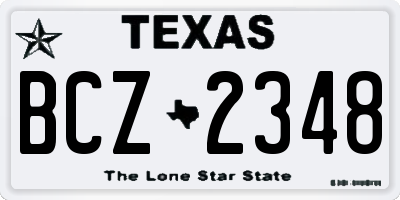 TX license plate BCZ2348
