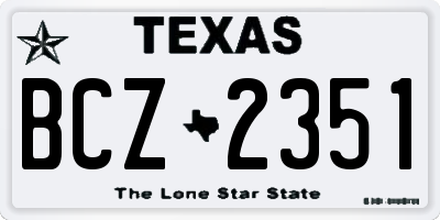 TX license plate BCZ2351