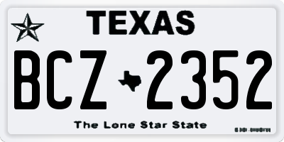 TX license plate BCZ2352